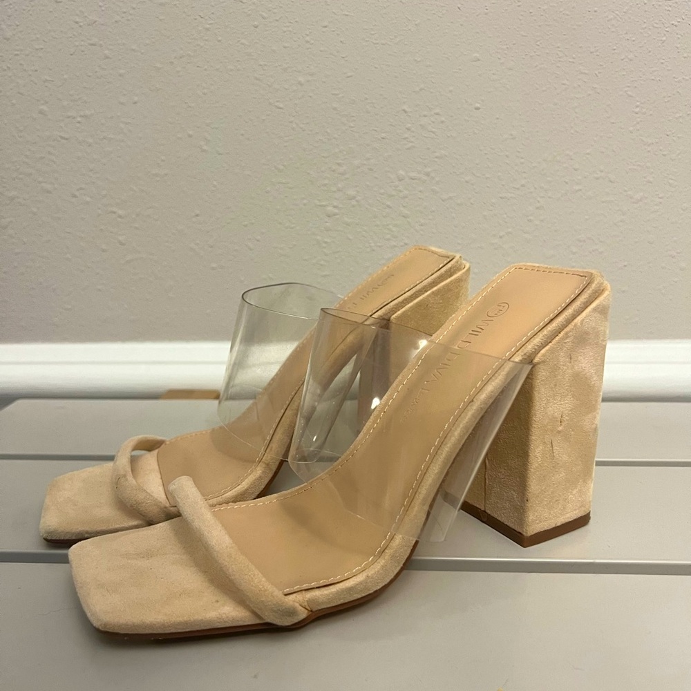 clear strap heel